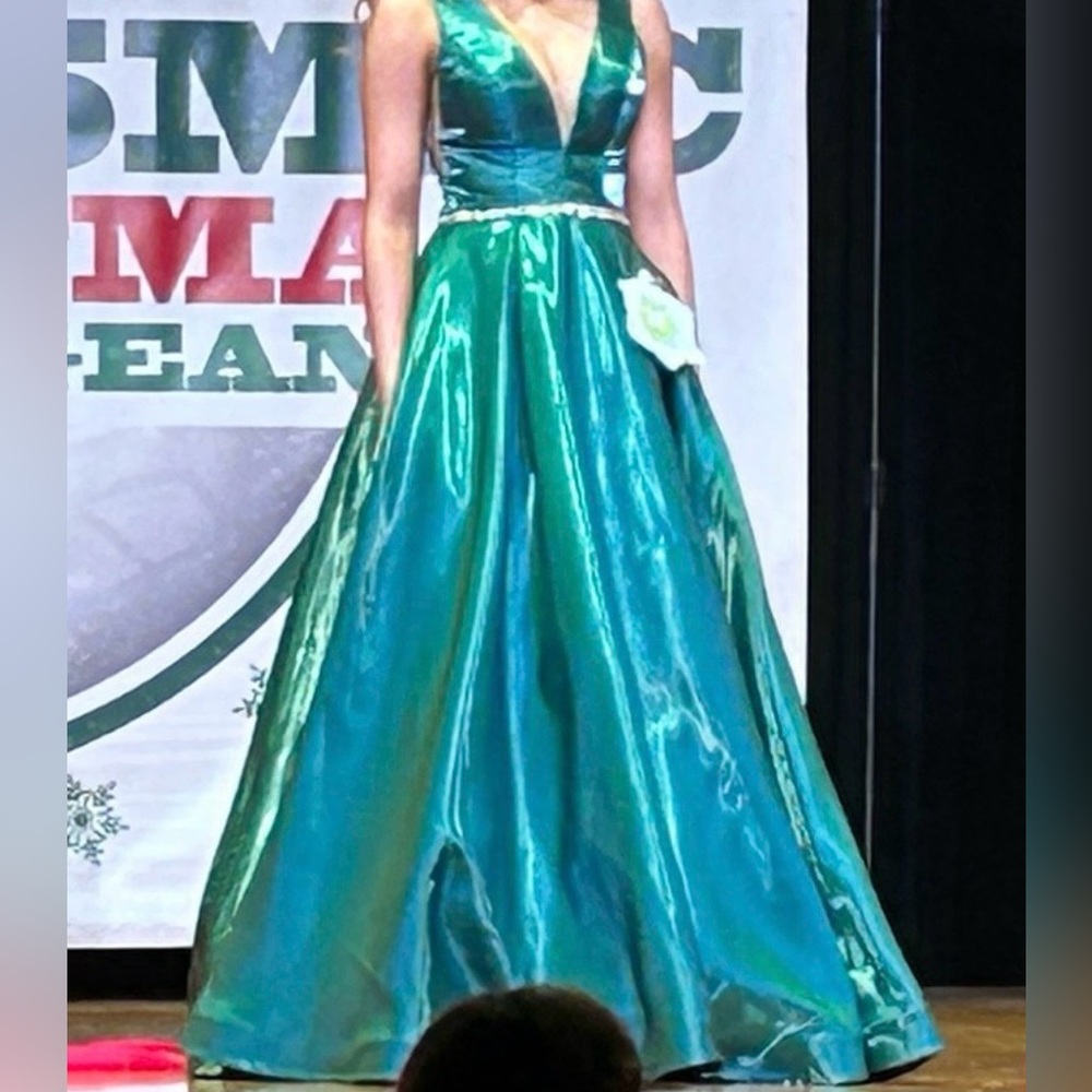 Customized Johnathan Kayne emerald green gown